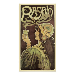 Vintage Art Nouveau Café Rajah, Frau mit Kaffee Fotodruck