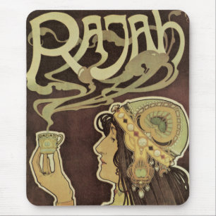 Vintage Art Nouveau Café Rajah, Frau mit Kaffee Mousepad