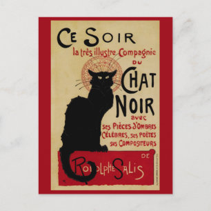 Vintage Art Nouveau, Ce Soir Chat Noir Schwarze Ka Postkarte