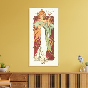 Vintage Art Nouveau, Champagner von Alphonse Mucha Leinwanddruck