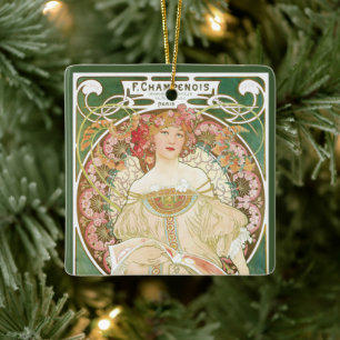 Vintage Art Nouveau, Champenois von Alphonse Mucha Keramikornament