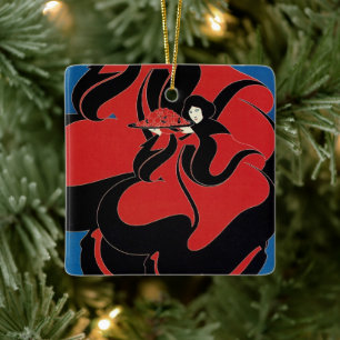 Vintage Art Nouveau Chap Book Erntedankfest Keramikornament