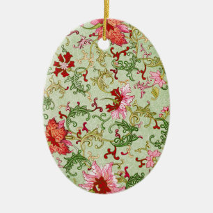 Vintage Art Nouveau Chinesische Blumenmuster Chino Keramik Ornament