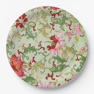 Vintage Art Nouveau Chinesische Blumenmuster Chino Pappteller