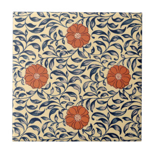 Vintage-Art Nouveau Chinesisches Pfingstrosen-Blum Fliese