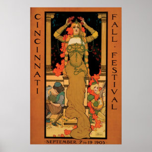 Vintage Art Nouveau Cincinnati Kunstfestival Poster