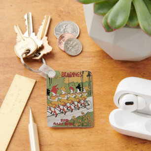 Vintage Art Nouveau Cover, Bearings Tandem Bicycle Schlüsselanhänger