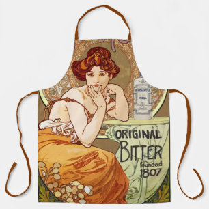 Vintage Art Nouveau Dame Bitters Alfonse Mucha Schürze