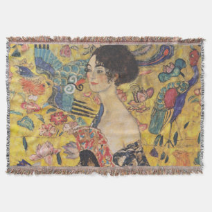Vintage-Art-Nouveau-Dame-mit-Fächer-Gemälde Decke