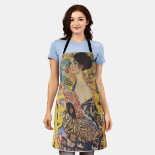 Vintage-Art-Nouveau-Dame-mit-Fächer-Gemälde Schürze