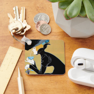 Vintage Art Nouveau, Dame trinkt Marco Polo Tee Schlüsselanhänger