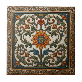 Vintage Art Nouveau Deco Majolika Blumen Craftsman Fliese