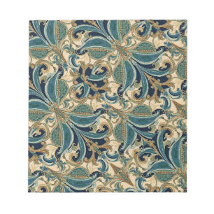 Vintage Art Nouveau Deco Majolika Blumen Handwerks Notizblock
