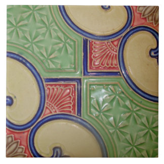 Vintage Art Nouveau Deco Majolika Blumen Kunsthand Fliese