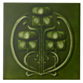 Vintage Art Nouveau Deco Majolika Blumen Kunsthand Fliese