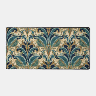 Vintage Art Nouveau Deco Majolika Floral Craftsman Schreibtischunterlage