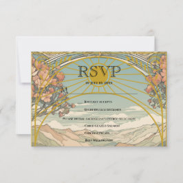 Vintage Art Nouveau Deco Nature Wedding Meal RSVP Karte