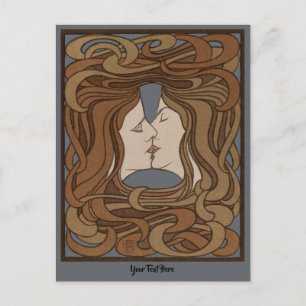 Vintage Art Nouveau Der Kuss Postkarte