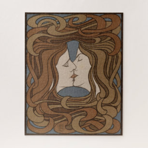 Vintage Art Nouveau Der Kuss Puzzle