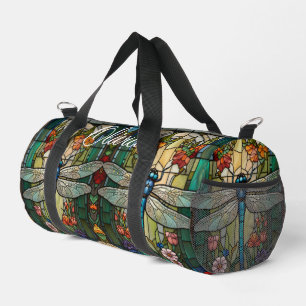 Vintage Art Nouveau Dragonfly boho Monogramm Duffle Bag