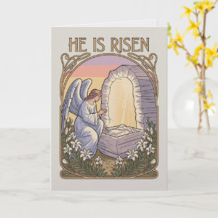 Vintage Art Nouveau Er Ist Auferstanden Kirchen Os Karte