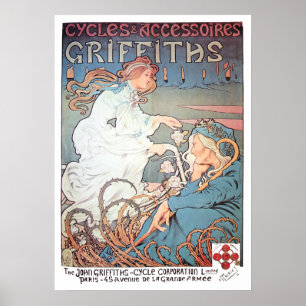 Vintage-Art-Nouveau-Fahrradanzeige von H. Thiriet Poster