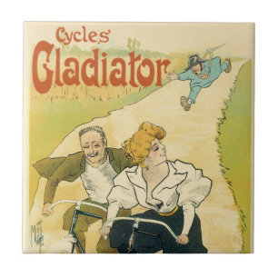 Vintage Art Nouveau, Fahrräder von Gladiator Cycle Fliese