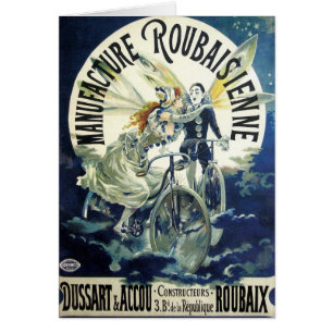 Vintage Art Nouveau Feen, Fahrrad Pierrot Mond