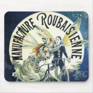 Vintage Art Nouveau Feen, Fahrrad Pierrot Mond Mousepad