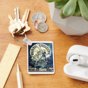 Vintage Art Nouveau Feen, Fahrrad Pierrot Mond Schlüsselanhänger