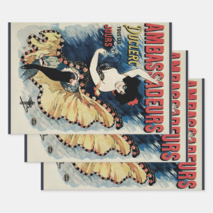 Vintage Art Nouveau Flamenco-Tänzerin, Ambassadeur Geschenkpapier Set