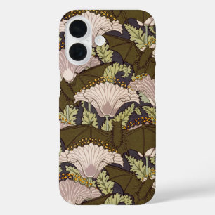 Vintage Art Nouveau Fledermaus und Mohn Blumenmust iPhone 16 Hülle