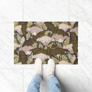 Vintage Art Nouveau Fledermaus und Mohn Blumenmust Fußmatte