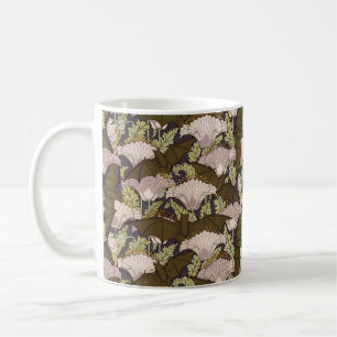 Vintage Art Nouveau Fledermaus und Mohn Blumenmust Kaffeetasse