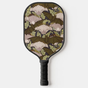 Vintage Art Nouveau Fledermaus und Mohn Blumenmust Pickleball Schläger