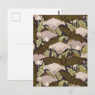 Vintage Art Nouveau Fledermaus und Mohn Blumenmust Postkarte