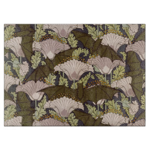 Vintage Art Nouveau Fledermaus und Mohn Blumenmust Schneidebrett