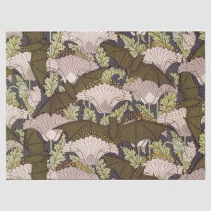 Vintage Art Nouveau Fledermaus und Mohn Blumenmust Seidenpapier