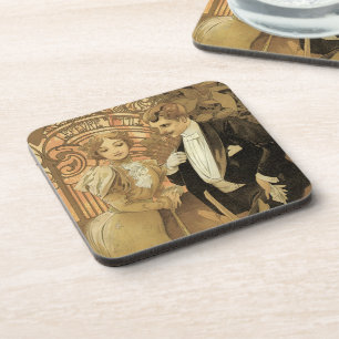 Vintage Art Nouveau Flirt Biscuits, Alphonse Mucha Getränkeuntersetzer