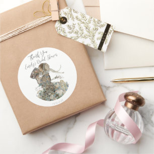 Vintage Art Nouveau Floral Danke Runder Aufkleber