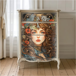 Vintage Art Nouveau Florale Göttin Viktorianisch B Seidenpapier