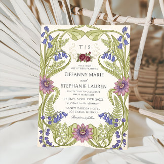 Vintage Art Nouveau Florale Hochzeitseinladung Einladung