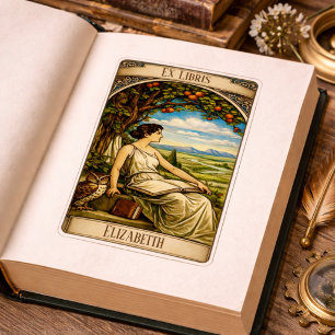 Vintage Art Nouveau Frau beim Lesen unter einem Ba