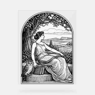 Vintage Art Nouveau Frau beim Lesen unter einem Ba Acrylschild