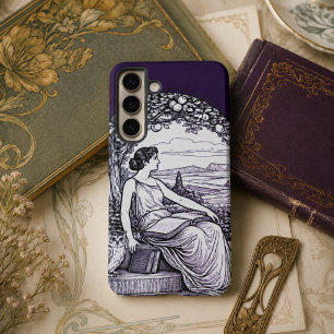 Vintage Art Nouveau Frau beim Lesen unter einem Ba Samsung Galaxy Hülle