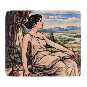 Vintage Art Nouveau Frau beim Lesen unter einem Ba Schneidebrett