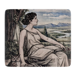 Vintage Art Nouveau Frau beim Lesen unter einem Ba Schneidebrett
