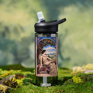 Vintage Art Nouveau Frau beim Lesen unter einem Ba Trinkflasche