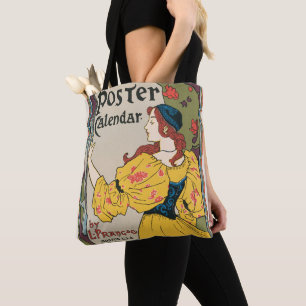 Vintage-Art-Nouveau-Frau-Gelbes-Kleid-Plakat