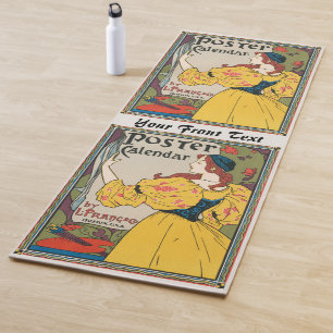 Vintage-Art-Nouveau-Frau-Gelbes-Kleid-Plakat Yogamatte